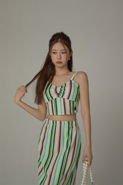 Products Rainbow Stripes Contrast Bustier Top