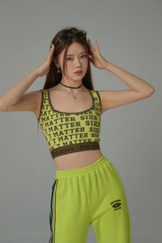 Size Doesnt Matter Lettering Cropped Sleeveless Top