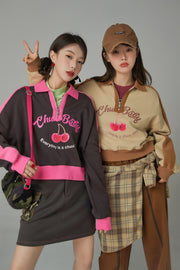 Your Favorite Girl Cherry Fleece Loose Sweatshirt