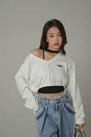 V-Neck Cropped Sweatshirt