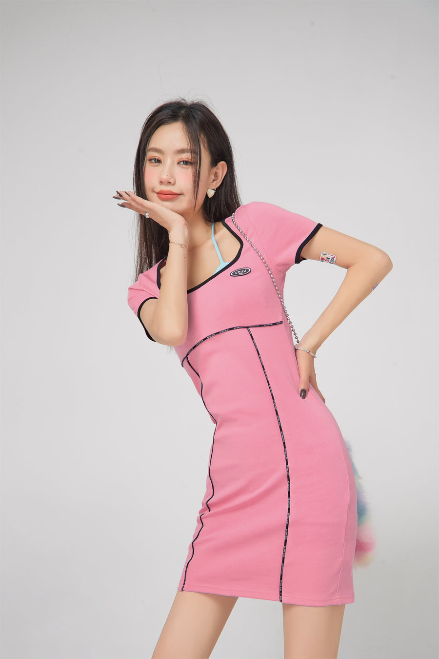 CHUU Square Simple Line Mini Dress