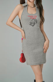 Three Cherries Open Back Mini Dress