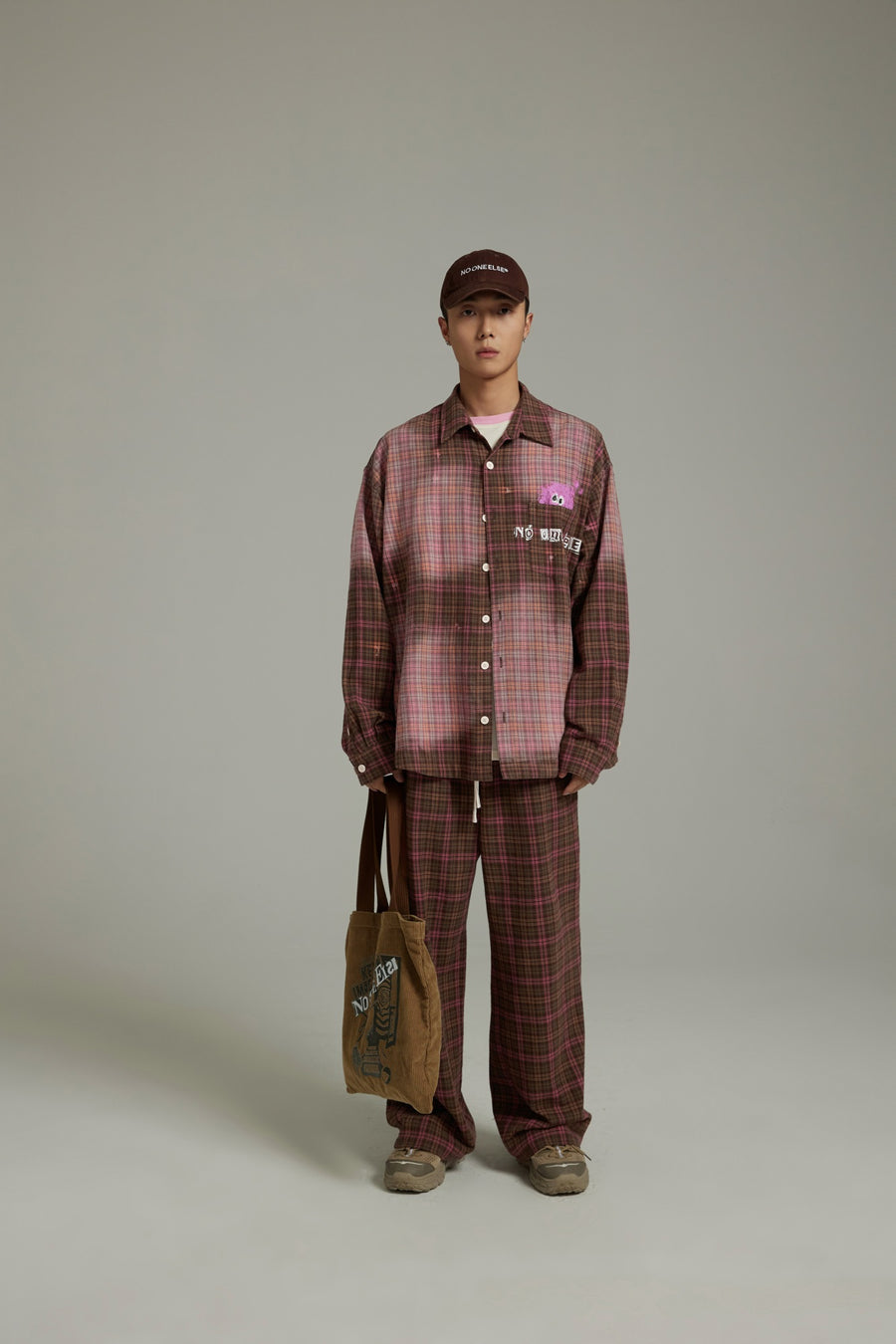 CHUU Check Wide Casual Stright Pants