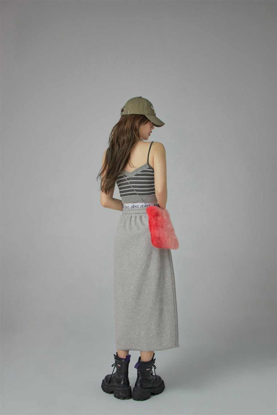 CHUU Side Slit Jogger Midi Skirt