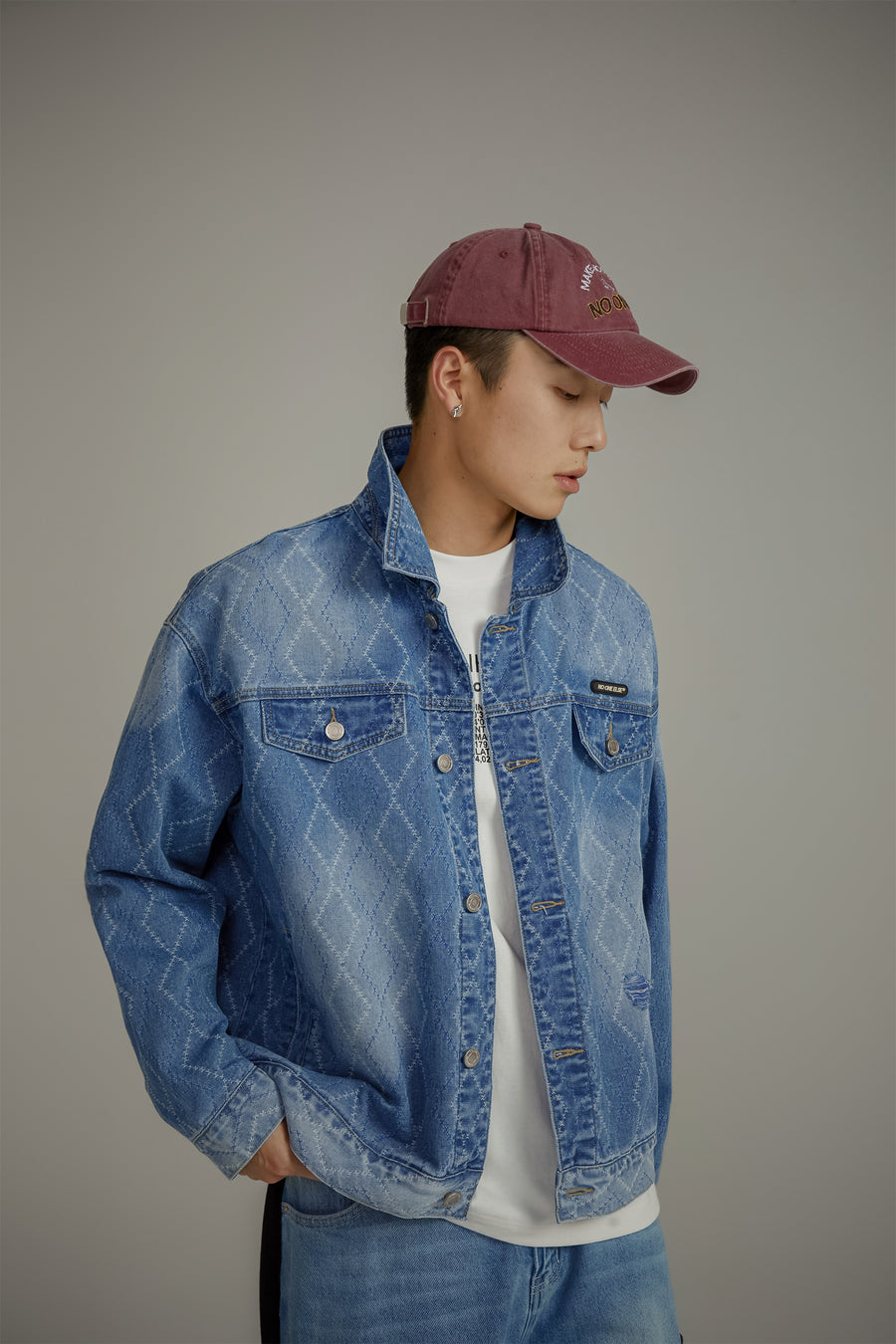 CHUU Argyle Denim Jacket