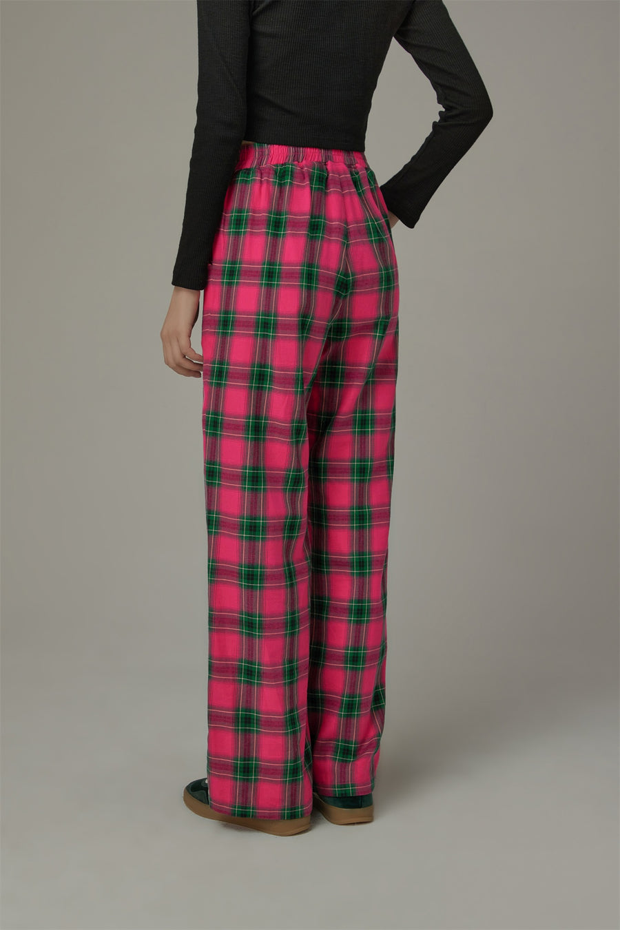 CHUU Check Wide Pants