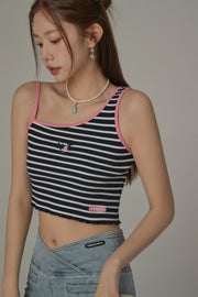 Unbalanced Striped Sleeveless Crop Top