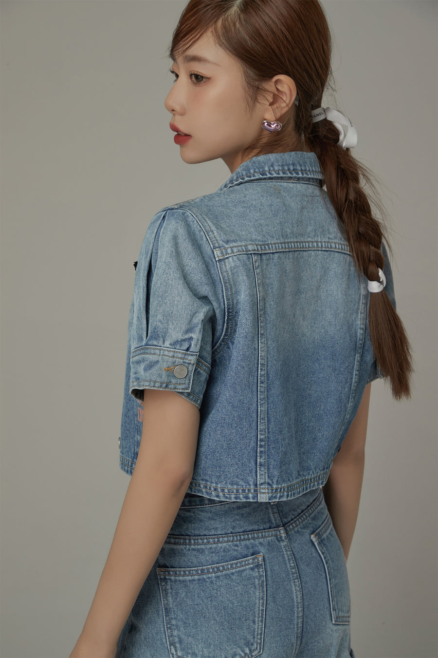 CHUU Star Denim Cropped Jacket