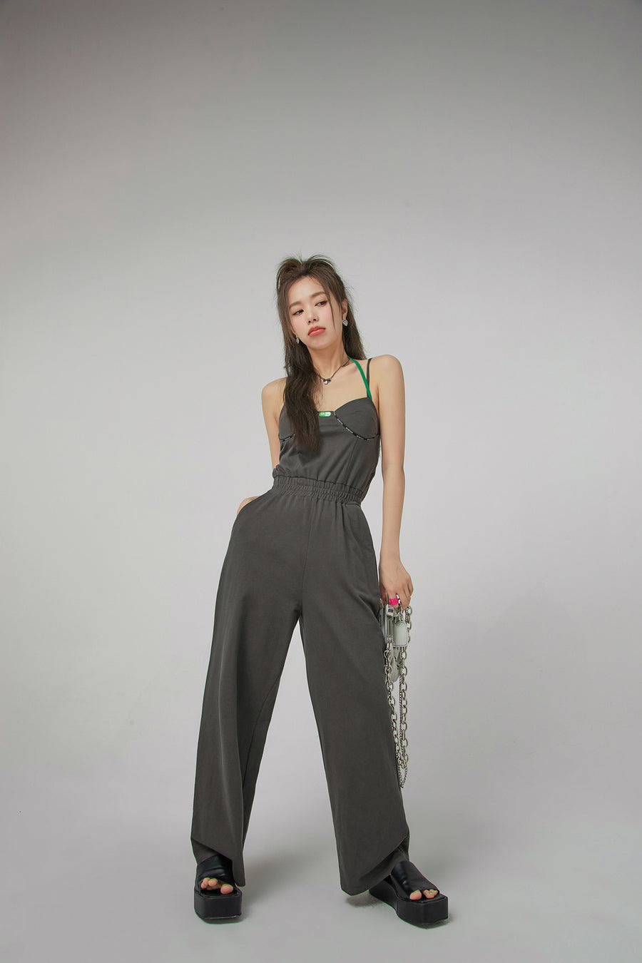 CHUU Corset Top Jogger Jumpsuit