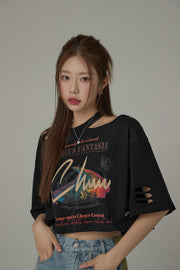 Chuu Carnival Slit Cropped T-Shirt