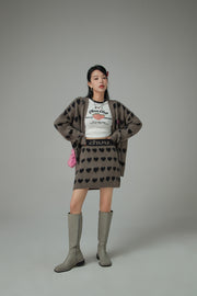 Wall Of Hearts Jacquard Knit Skirt