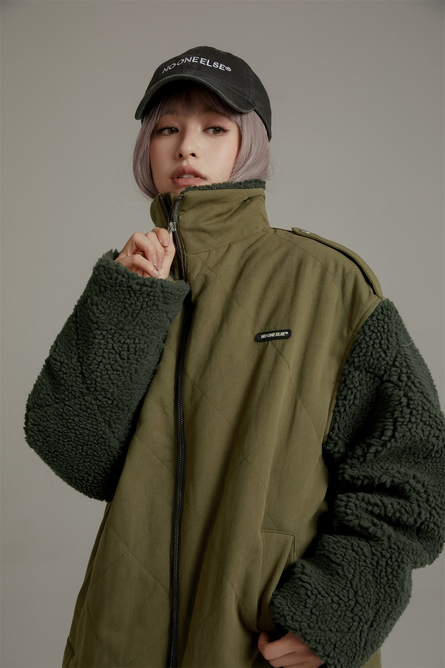 CHUU Colored Wool Quilted Long Jacket