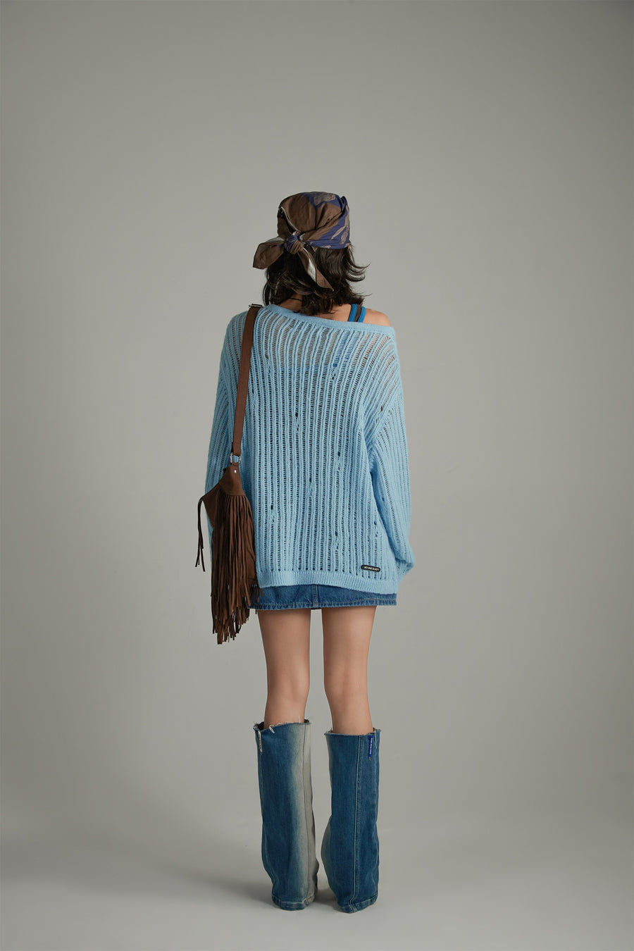 CHUU Ribbed Open Knit Loose Fit Sweater