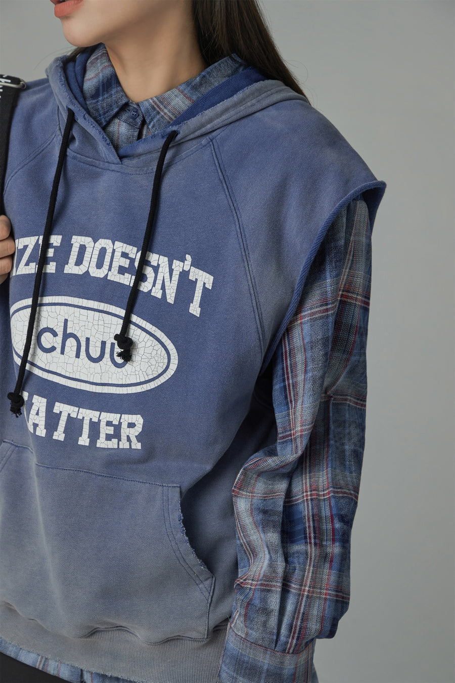 CHUU Size Doesnt Matter Cotton Sleeveless Hoodie