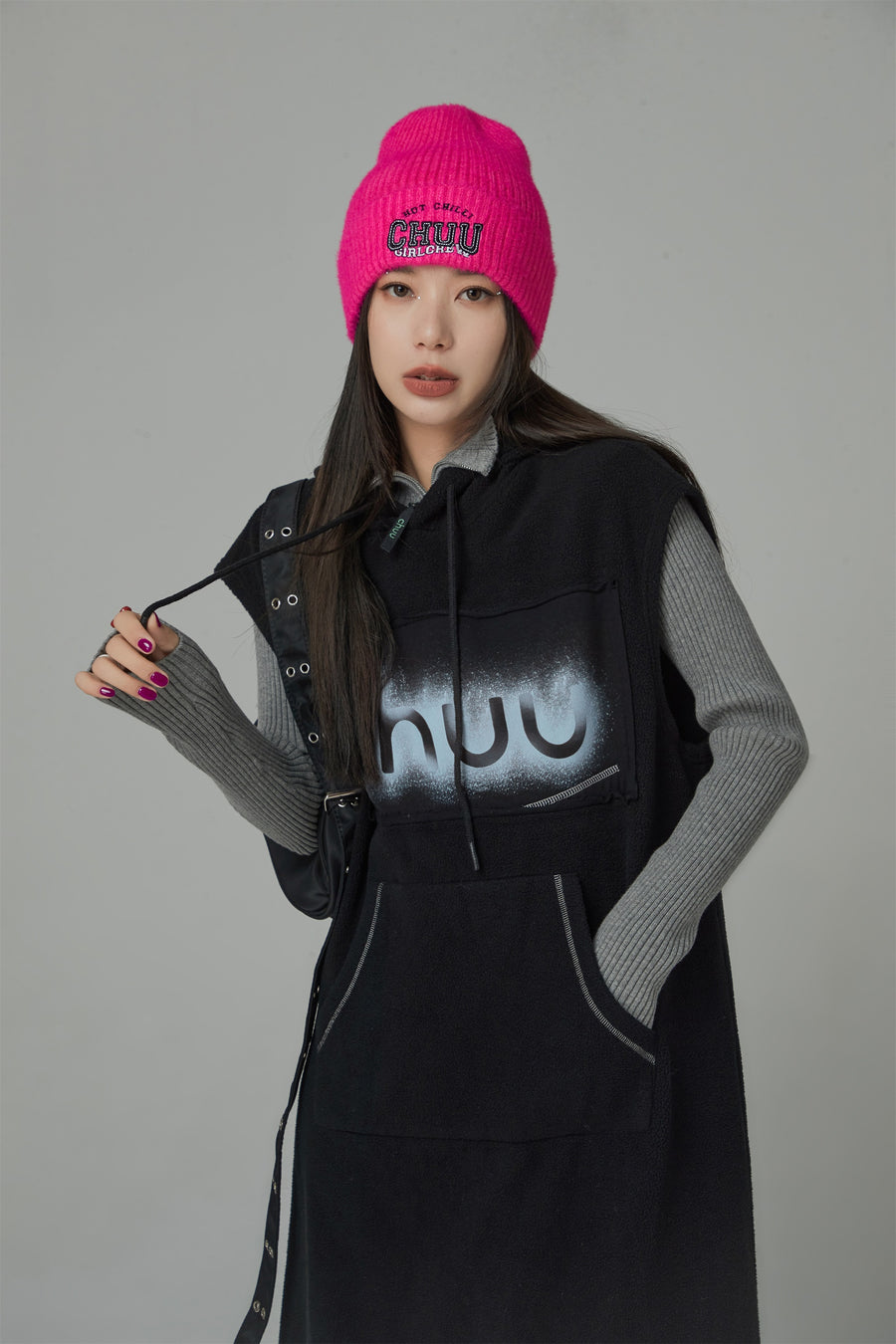 CHUU Chuu Loose Fit Hoodie Dress