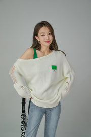 Let It Fall Off Shoulder Loose Knit Sweater