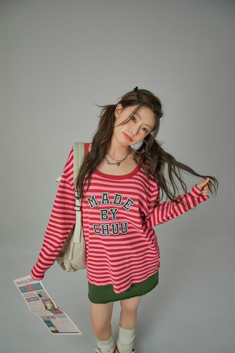 CHUU Cheerful Striped Long Sleeve T-Shirt