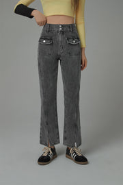 Slit Bootcut Denim Jeans