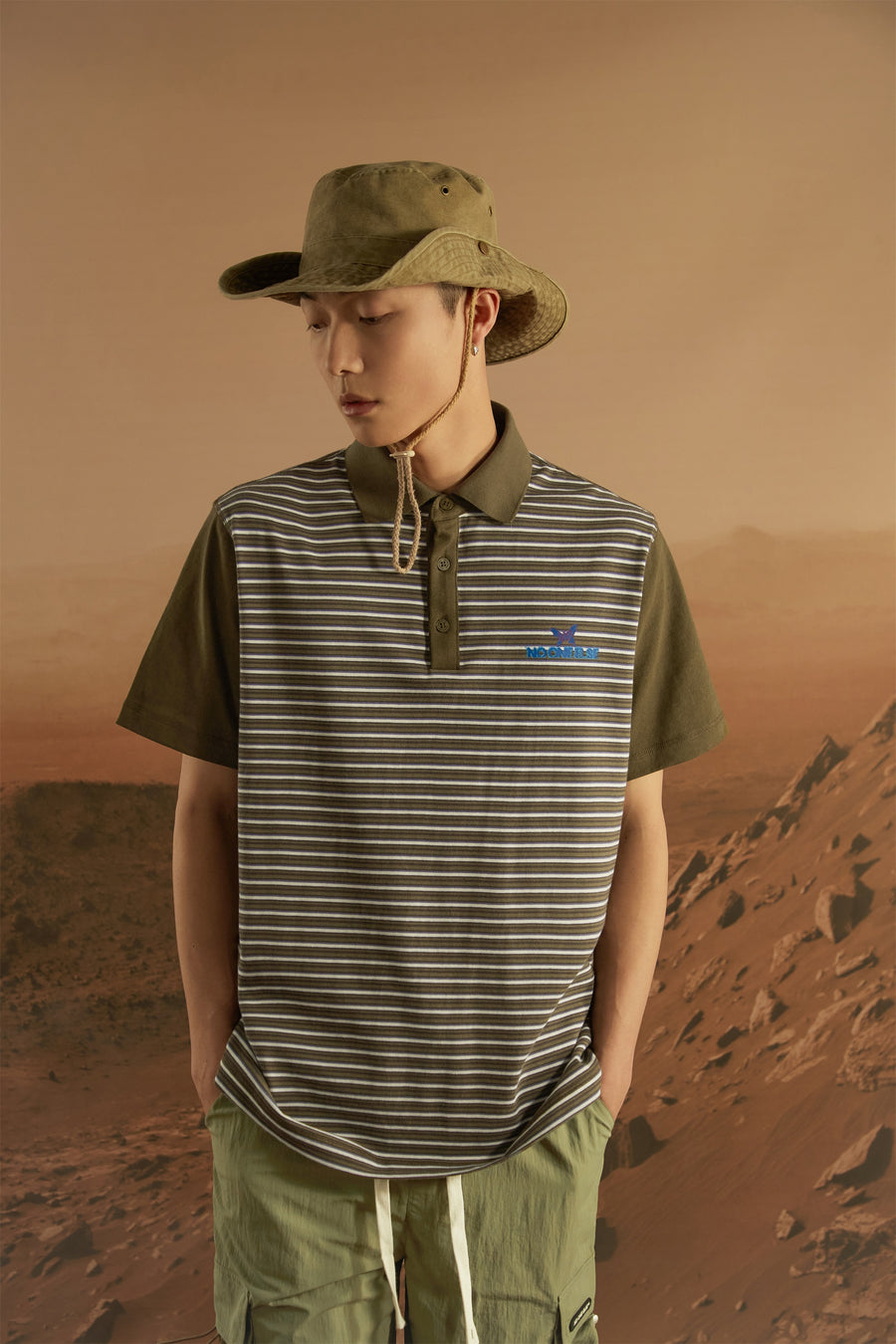 CHUU Stripe Color Polo Neck T-Shirt