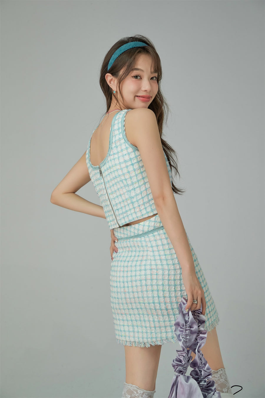 CHUU Tweed Check Mini Skirt