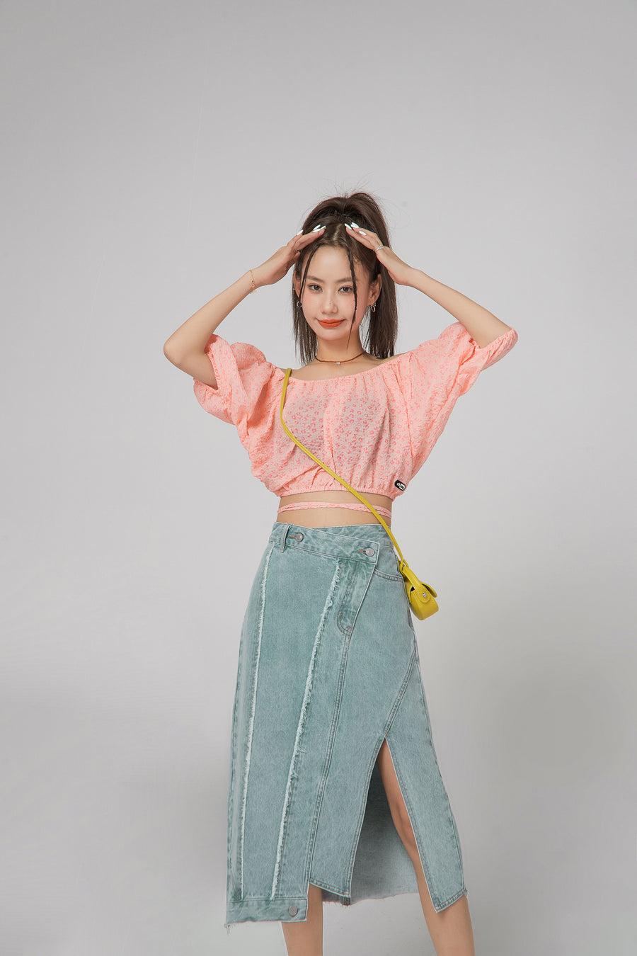 CHUU Leo Flowers Off-Shoulder Wrap Blouse