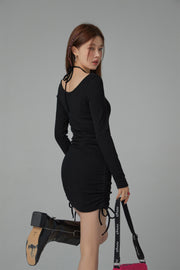 Halter Long Sleeve String Dress