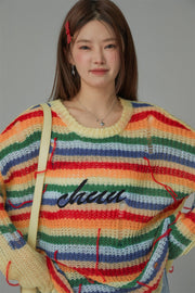 Rainbow Stripe Knit Sweater