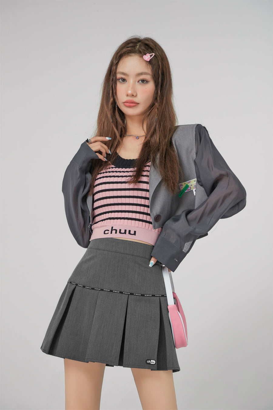 CHUU Maxi Pleats Mini Skirt