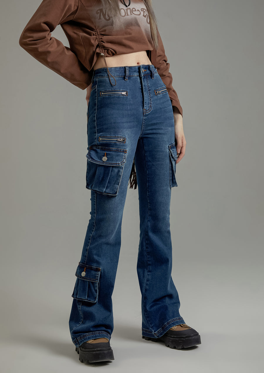 CHUU Cargo Pocket Bootcut Jeans