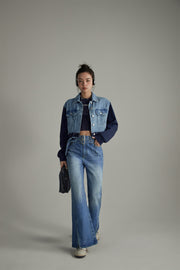 Double Belted Slit Bootcut Denim Jeans