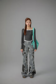 Heart Pocket Camouflage Denim Jeans