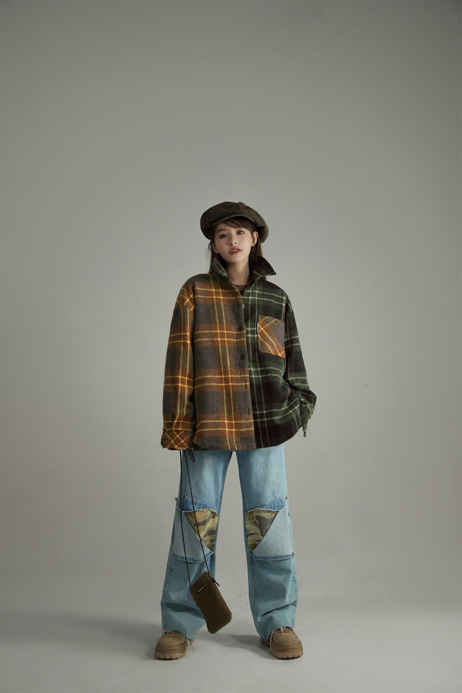 CHUU Check Colored Loose Fit Coat