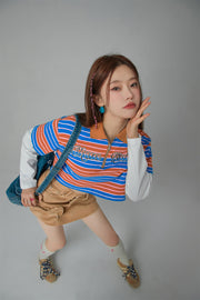 Only Upwards Color Stripe Crop T-Shirt