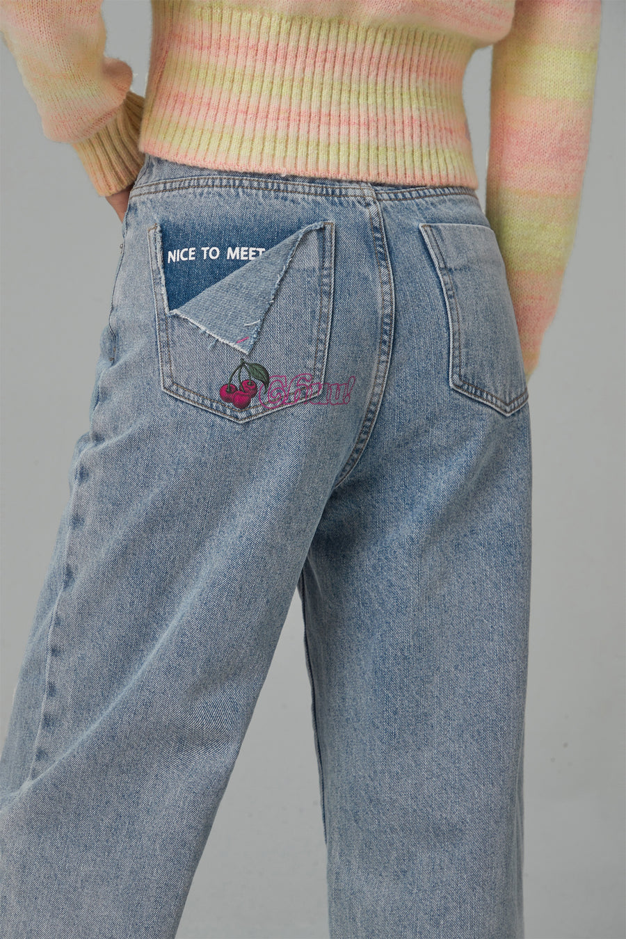 CHUU Fortune And Fame Straight Brushed Denim Pants