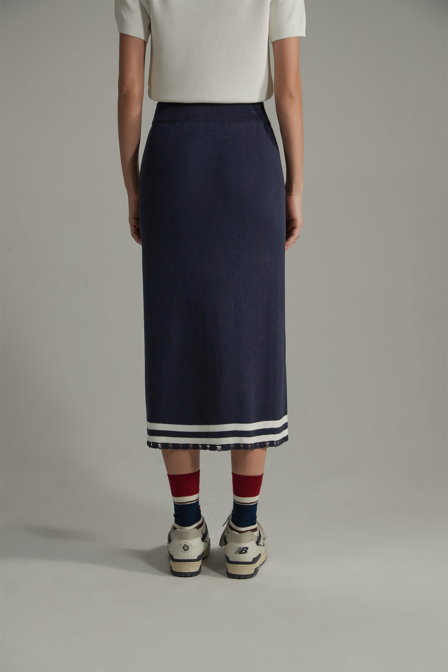 CHUU Striped Split Long Skirt