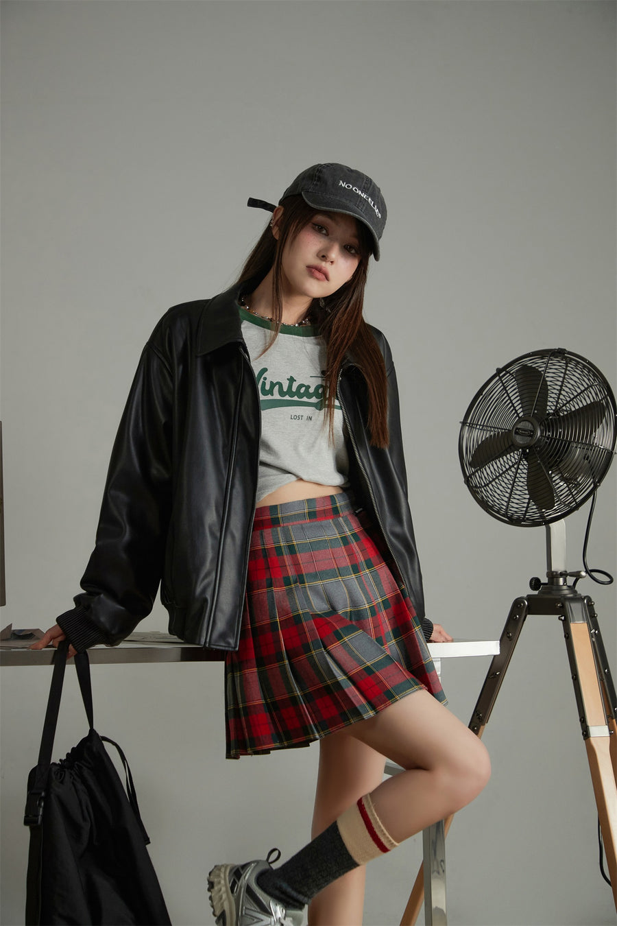 CHUU Check Pleated Skirt