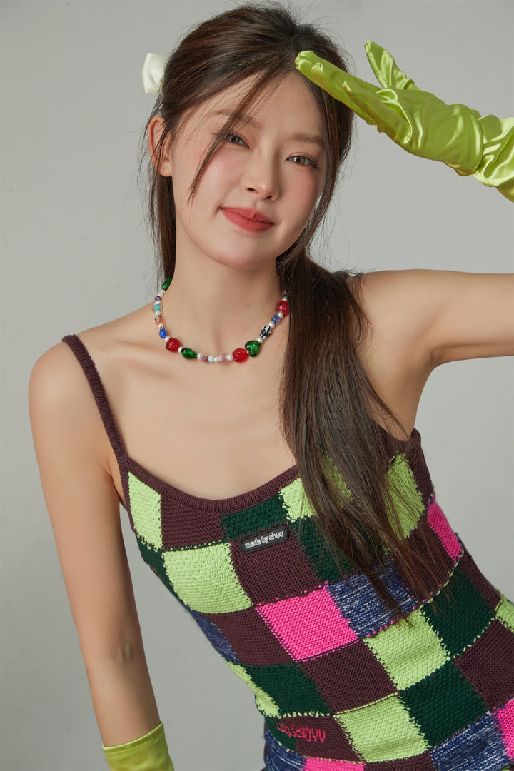 A Jaw Breaker Color Check Sleeveless Dress