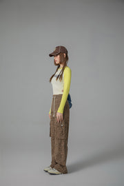 Leopard Pocket Denim Long Pants