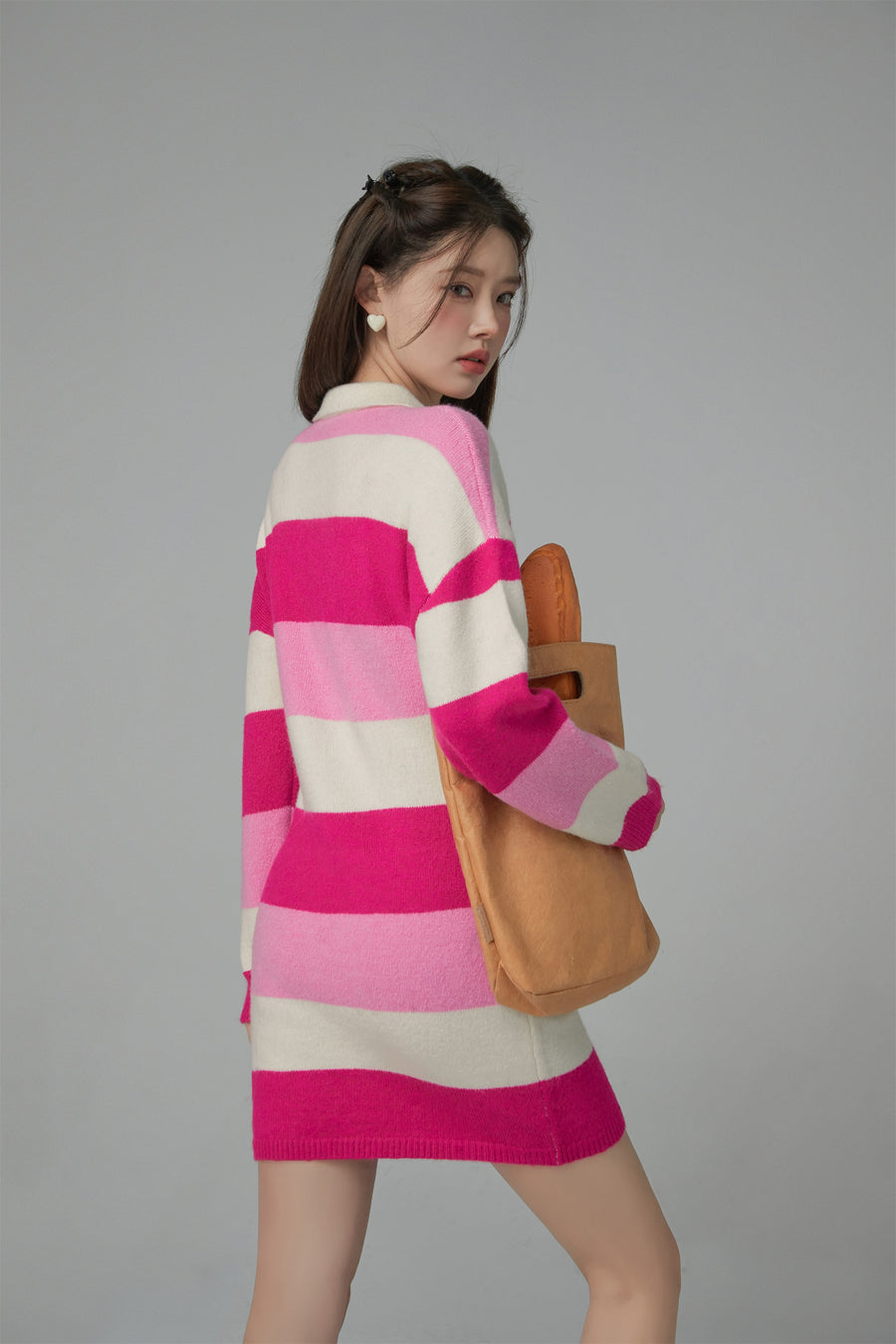 CHUU All I Will Ever Need Striped Knit Dress