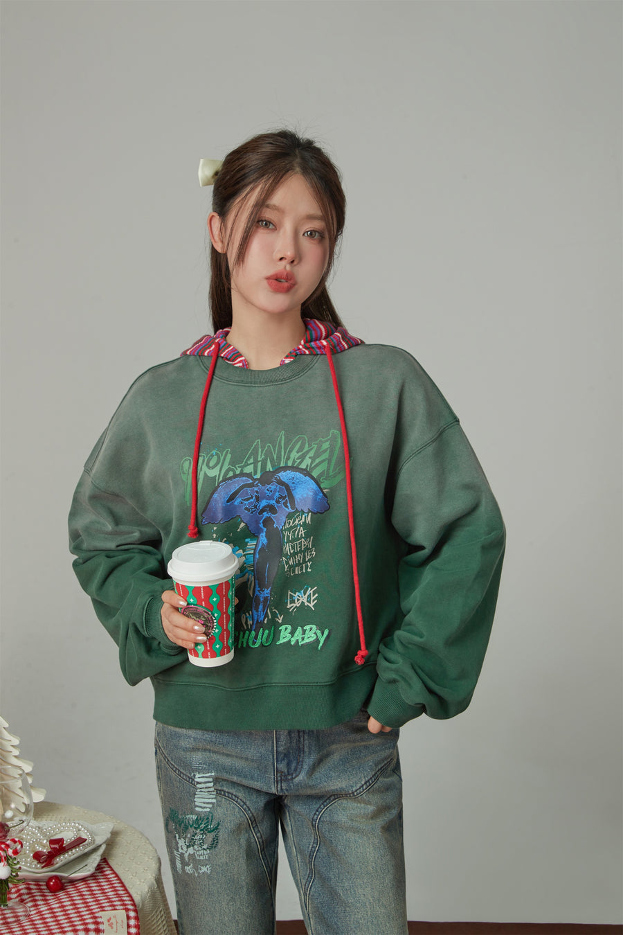 CHUU Angel And Devil Vintage Sweatshirt