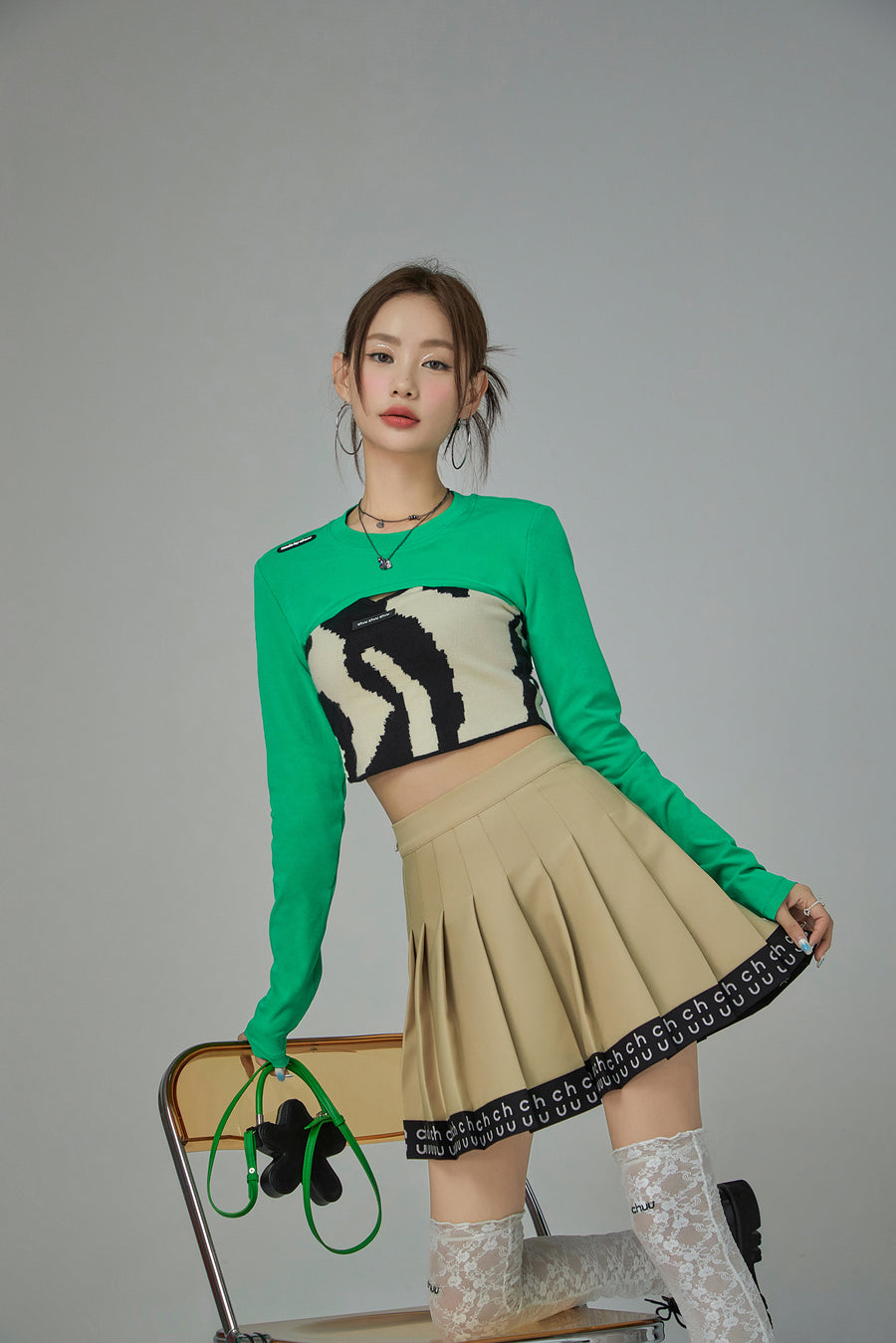 CHUU Hem Band Mini Tennis Pleated Skirt