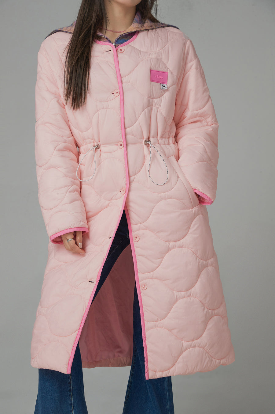 CHUU Cute Quilted Long Coat