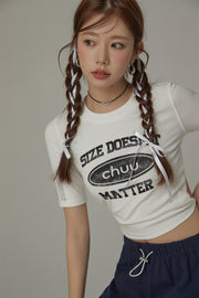 Size Doesnt Matter Back Cut Out Cropped T-Shirt