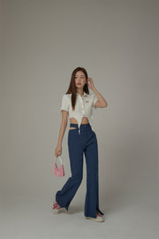 Side And Front Slits Bootcut Pants