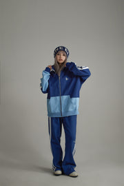 Color Matching Oversize Zip-Up Hoodie