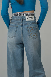 Size Doesnt Matter Wide Straight Denim Jeans