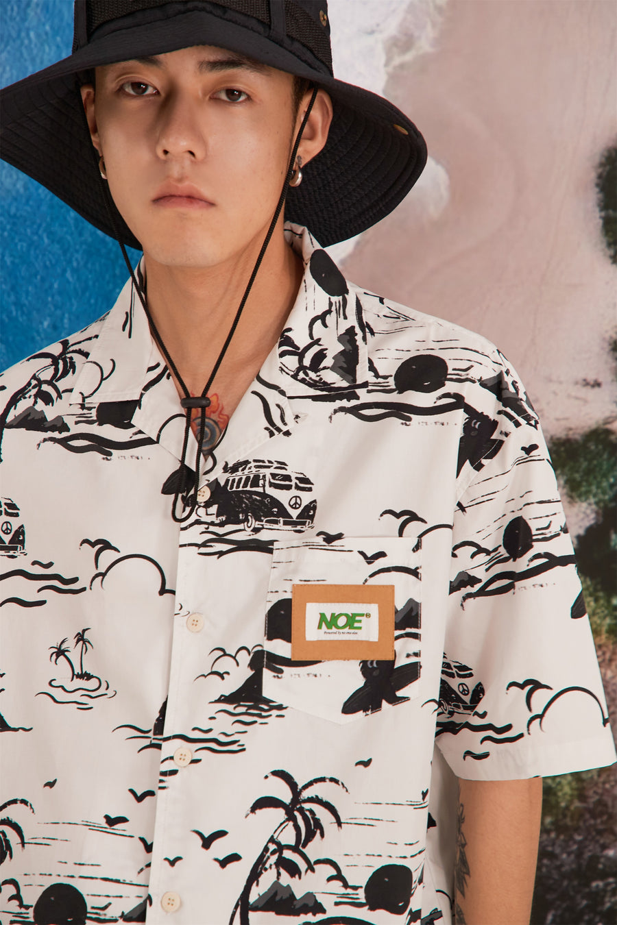 CHUU Beach Print Short-Sleeved Shirt