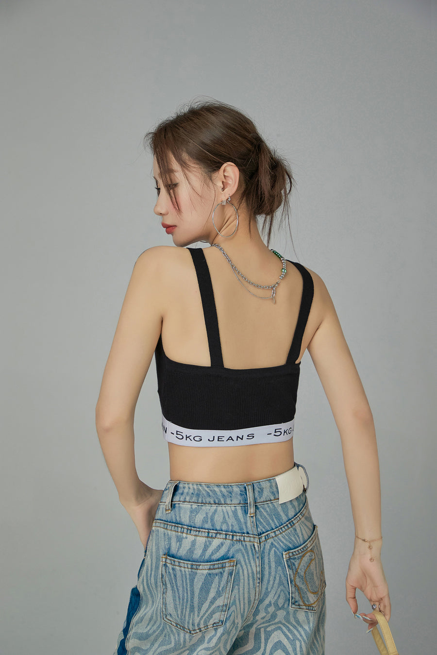 CHUU '-5Kg Jeans Knit Bra Top