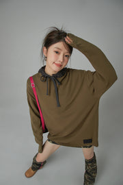 Round Neck Loose Fit Long-Sleeves Top