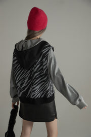 Zebra Zip-Up Vest Hoodie